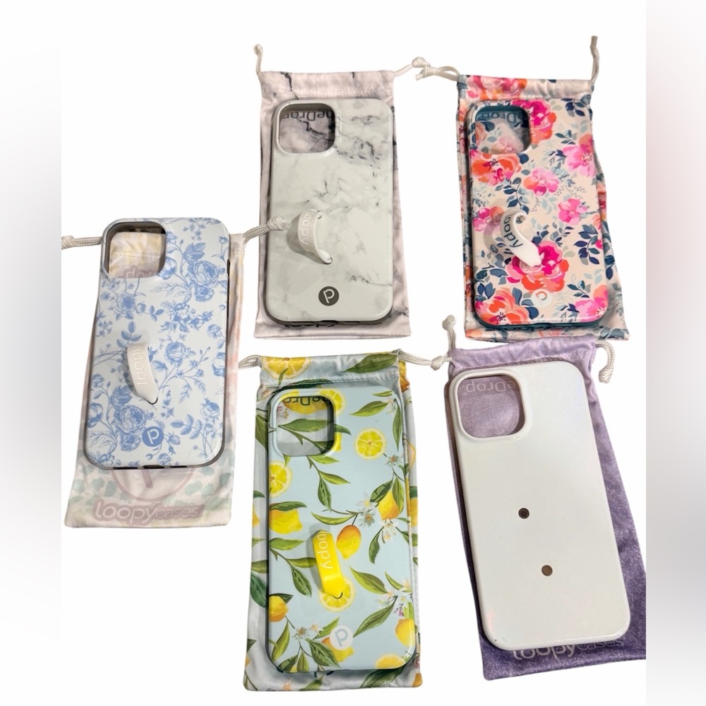 5 Loopy Righty Apple 13 Pro Max Phone Cases Bundle Lemon Blue Floral Loops